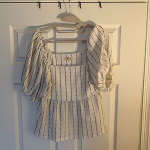 Madewell White Puffy Sleeve Top